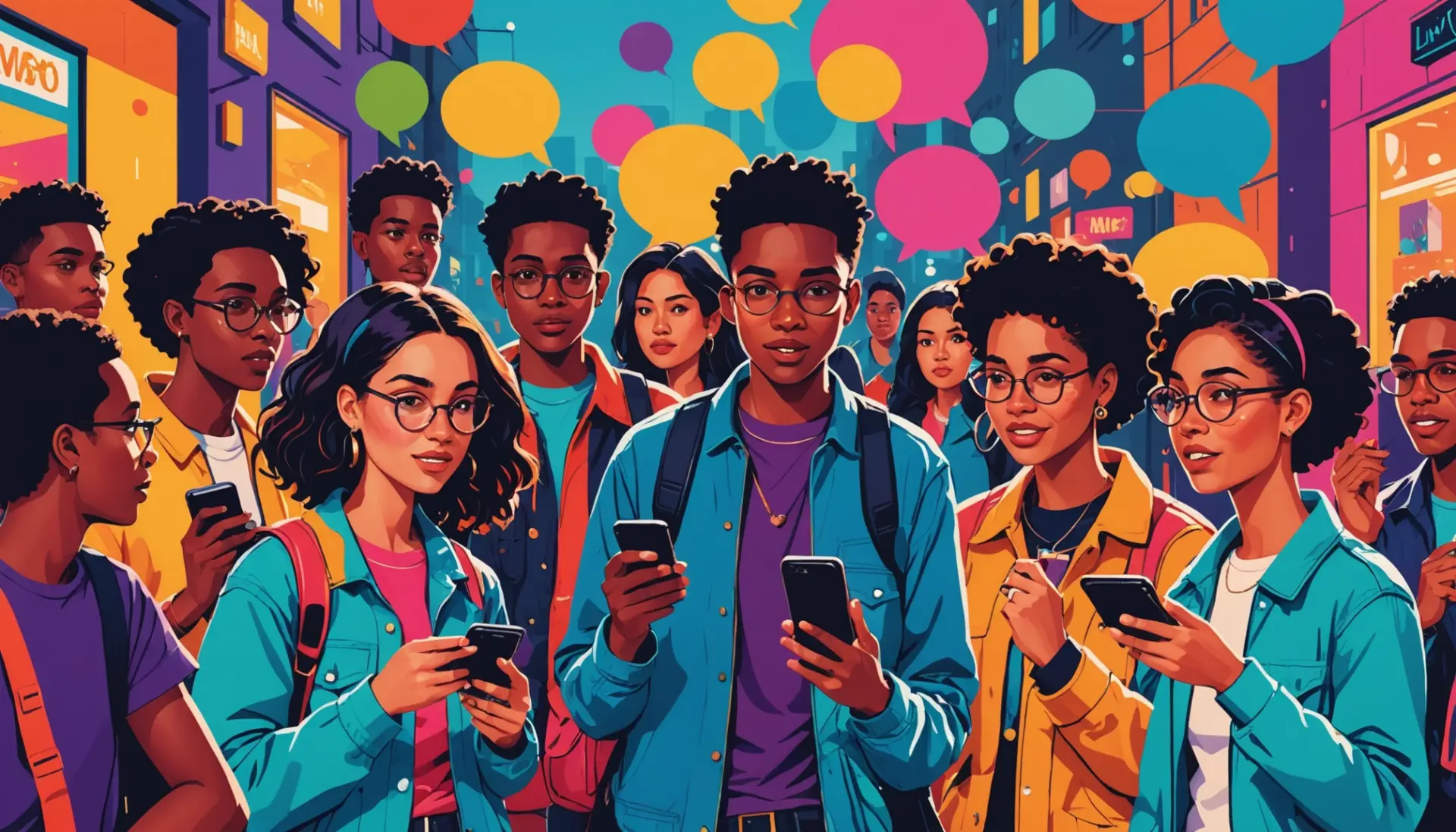 Editorial illustration of a phone showing 'bifm urban dictionary' search results