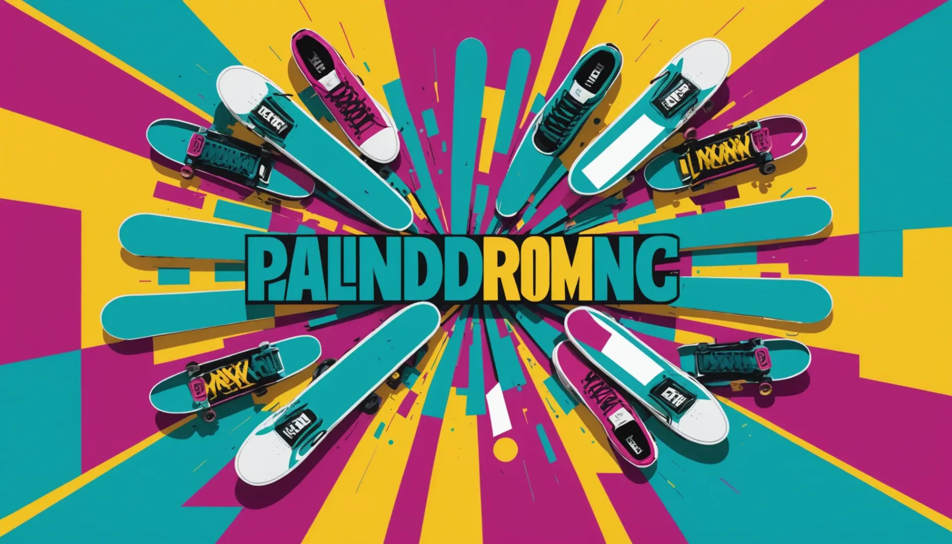 Illustration concept showing what does palindromic mean with mirrored objects and text symmetry