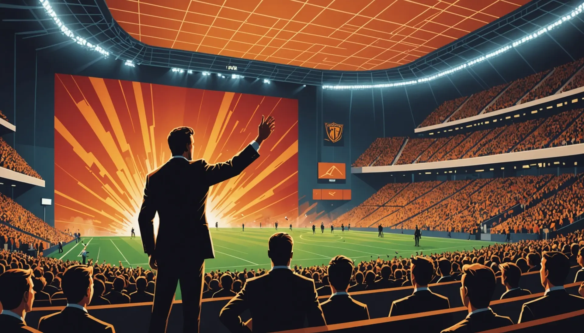 Editorial illustration showing people yelling 'penal' at a soccer match and a judge's gavel, with the phrase what does penal mean implied