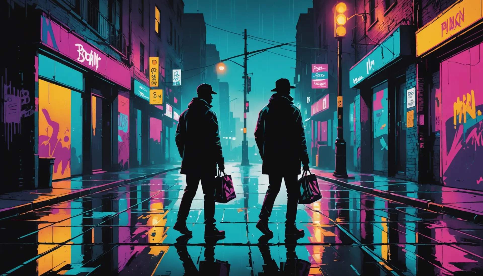 Editorial illustration showing a shadowy street handoff representing h plug slang