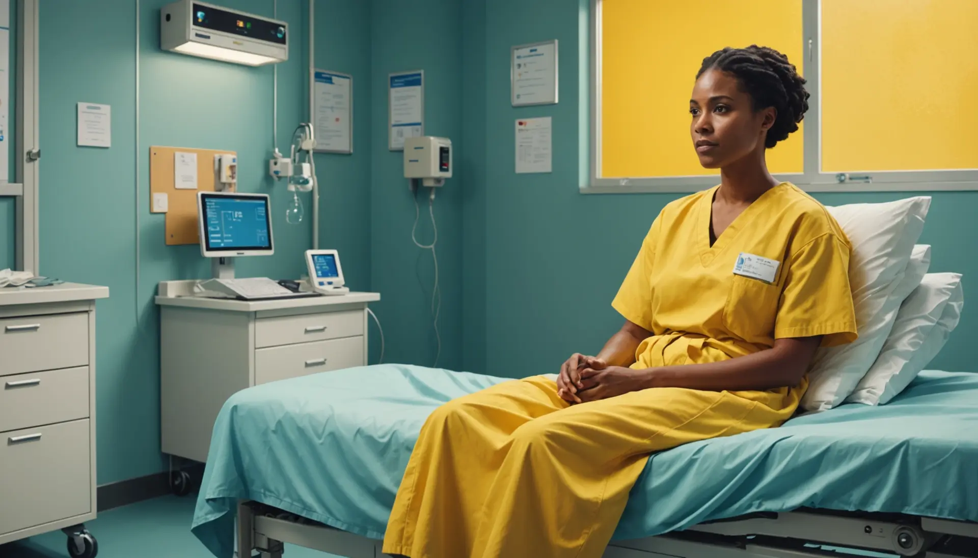 Illustration of a patient wearing a yellow hospital gown, representing what does yellow hospital gown mean