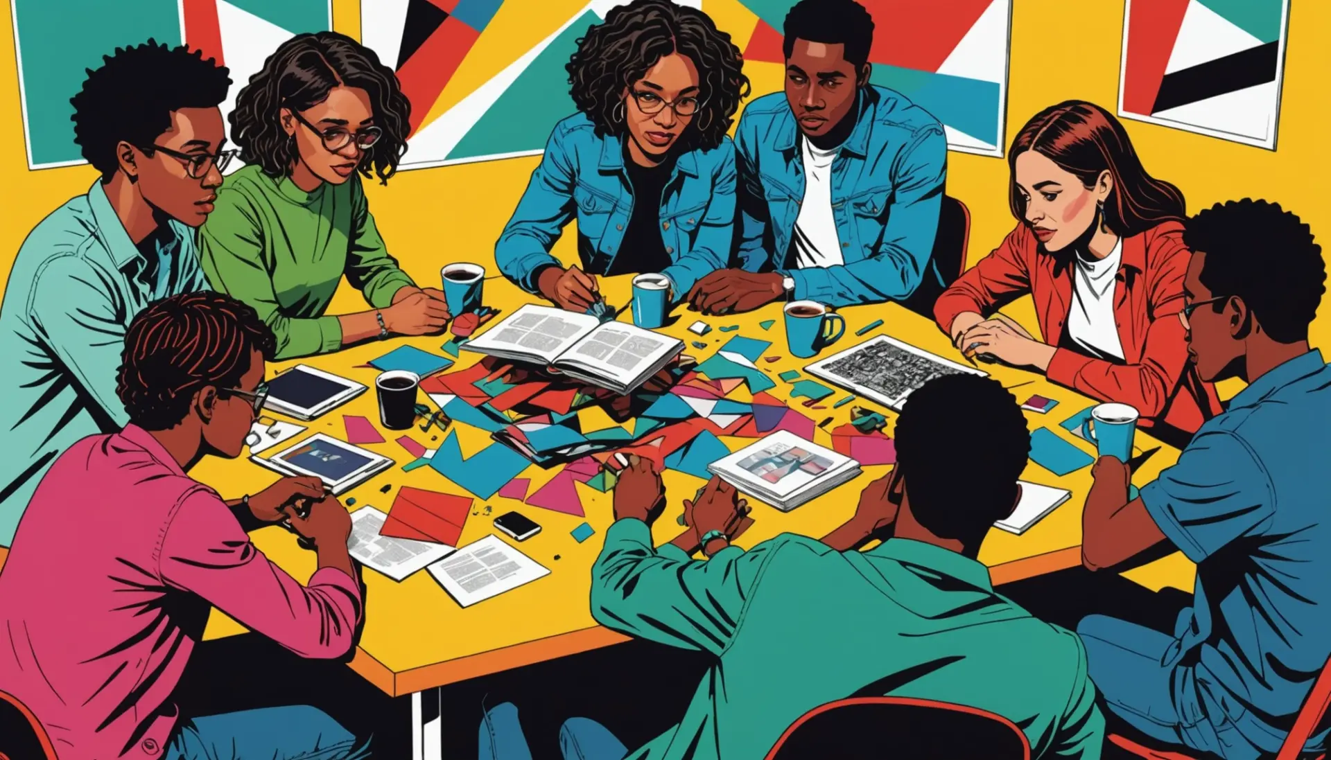 Editorial illustration showing the phrase doa meaning slang as a concept, with people reacting to a failed idea