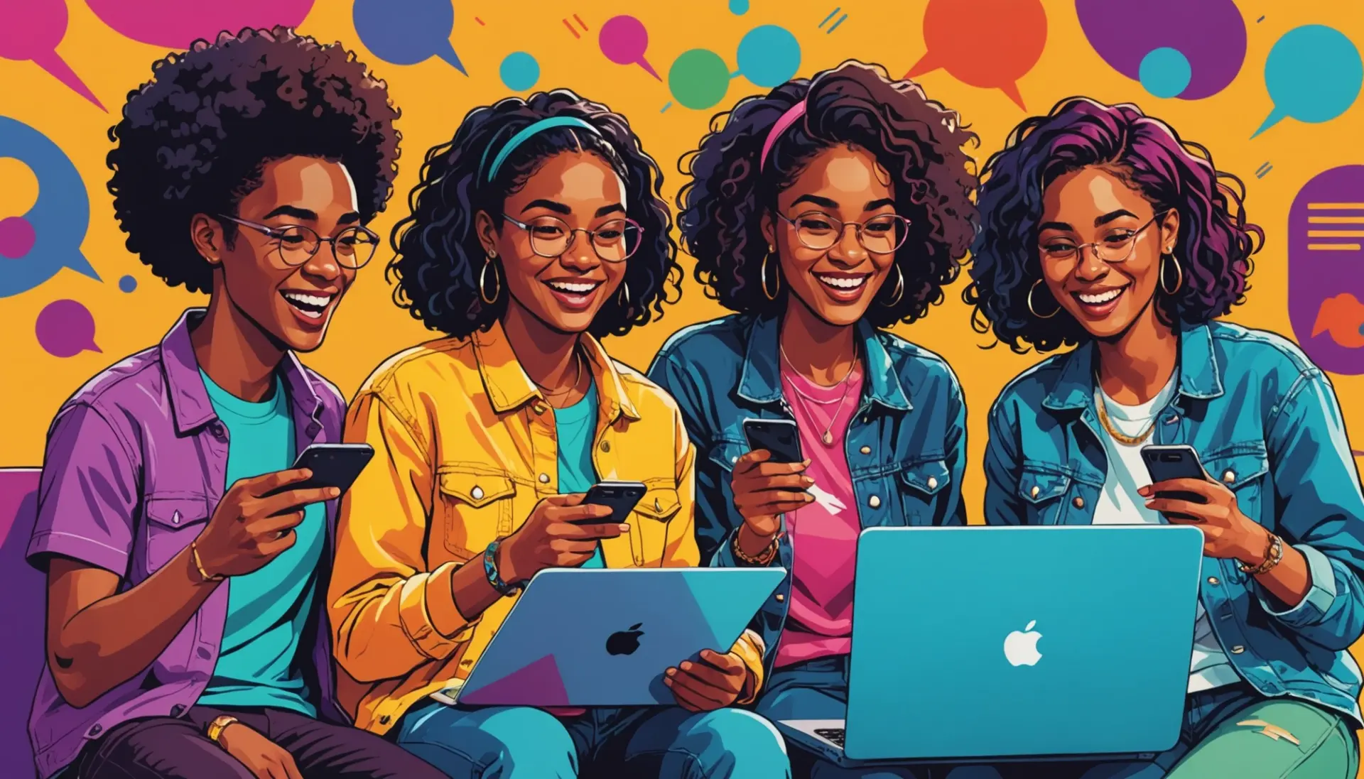 Editorial illustration showing young people typing 'jbw urban dictionary' on phones, representing online slang search