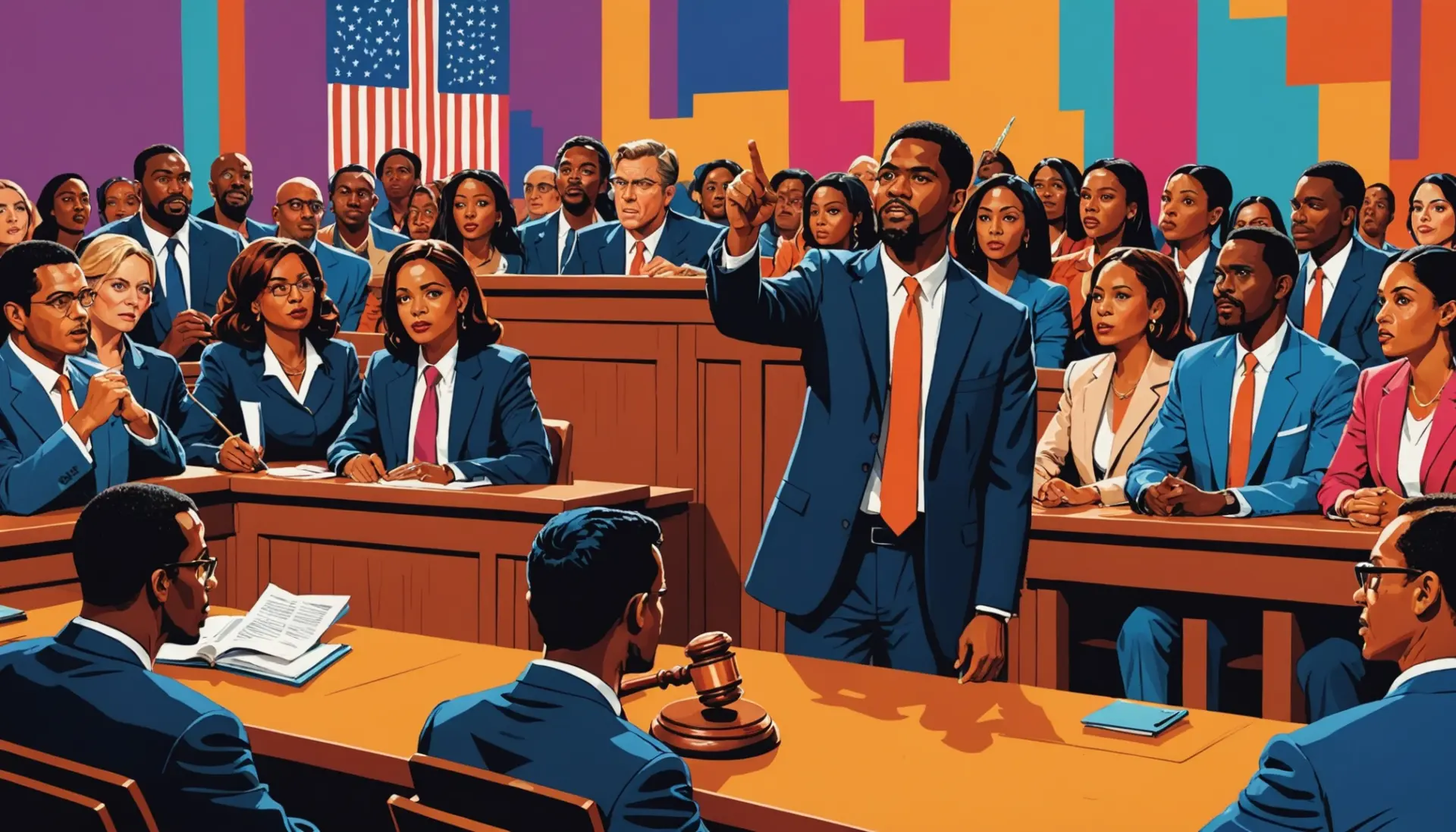 Illustration of a courtroom moment with the phrase what does it mean to be held in contempt of court conceptually depicted