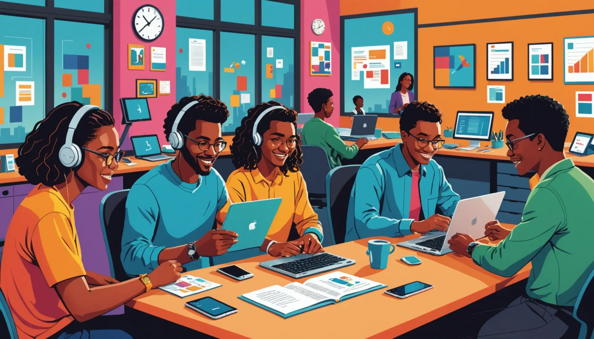 Editorial illustration showing people debating 'etf urban dictionary' meanings