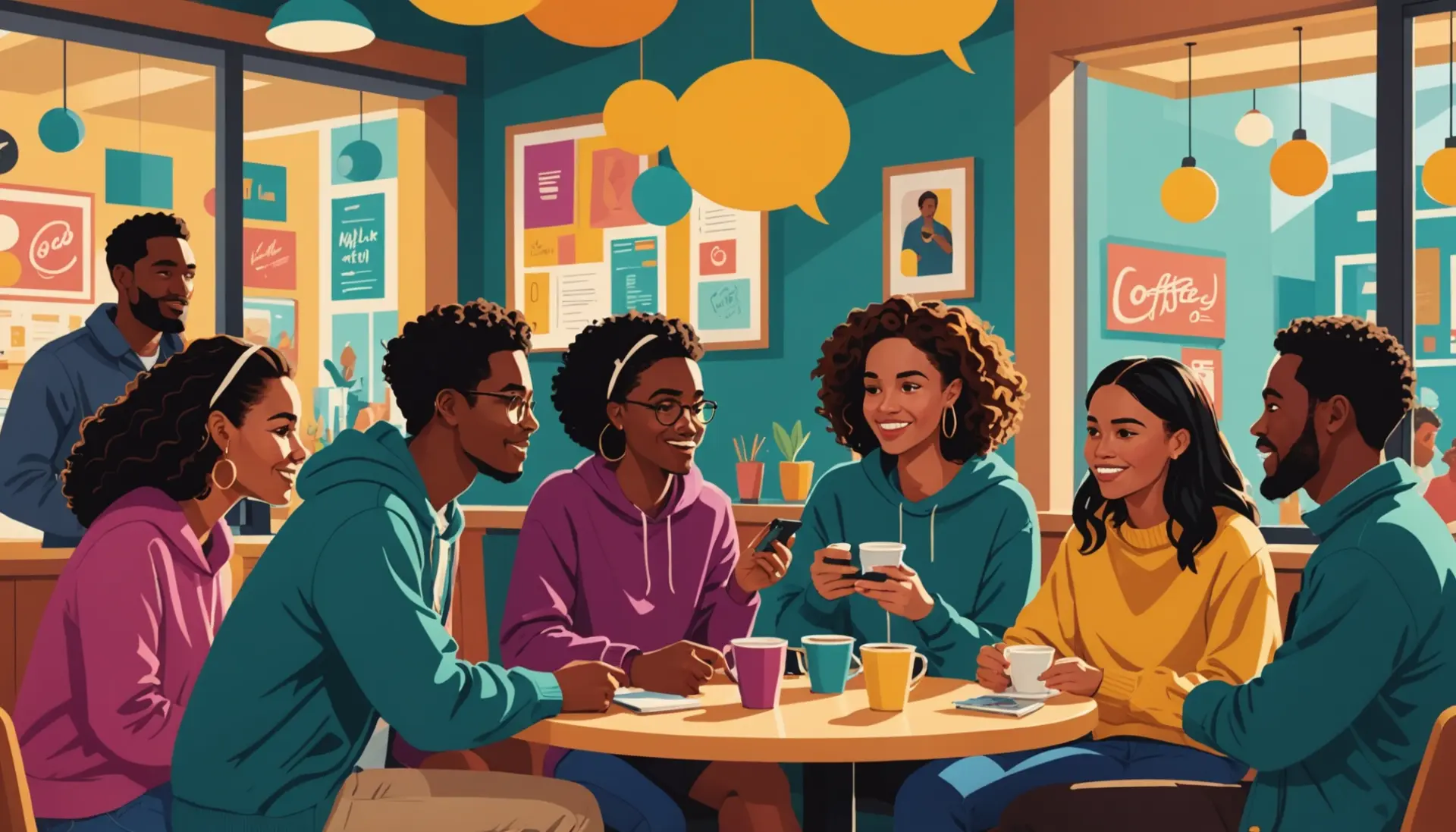 Editorial illustration showing people chatting about what does gripe mean