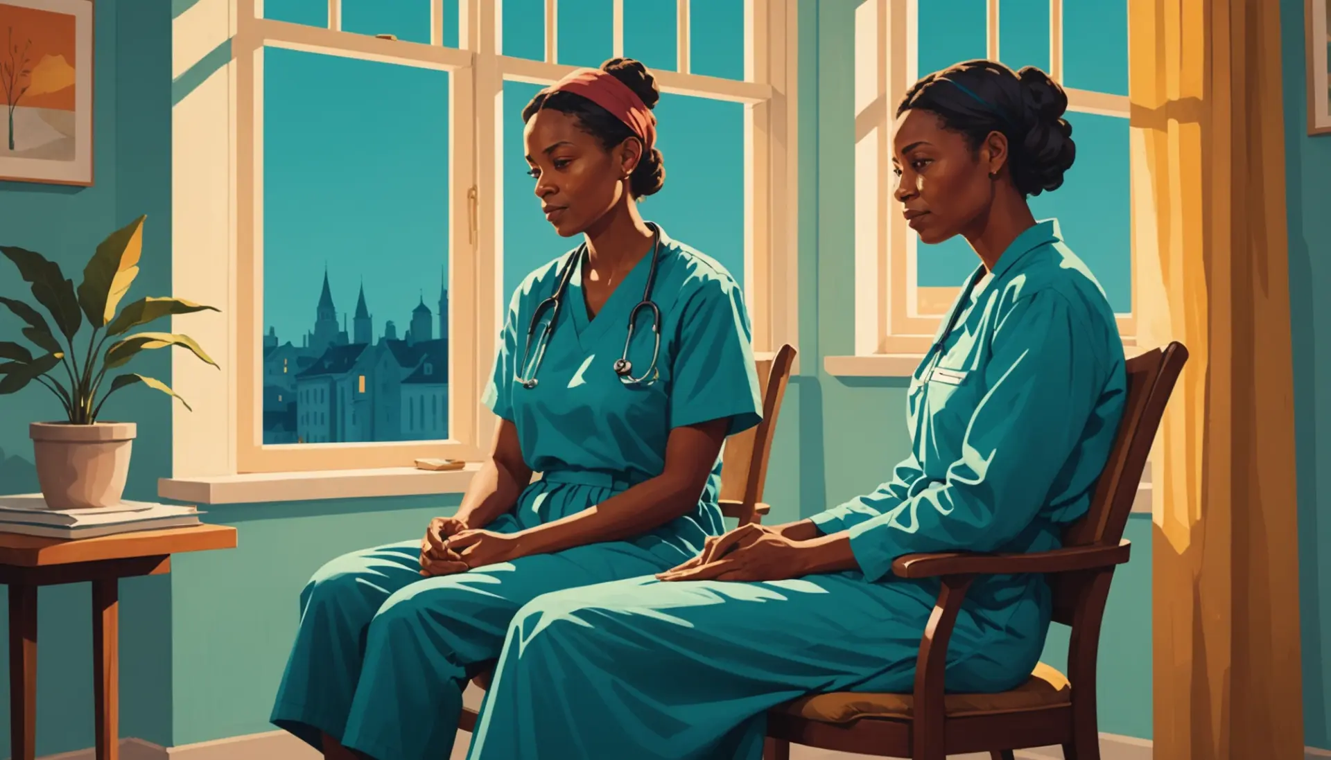 Editorial illustration depicting compassionate care for someone with terminal cancer, focusing on comfort and support, what does terminal cancer mean