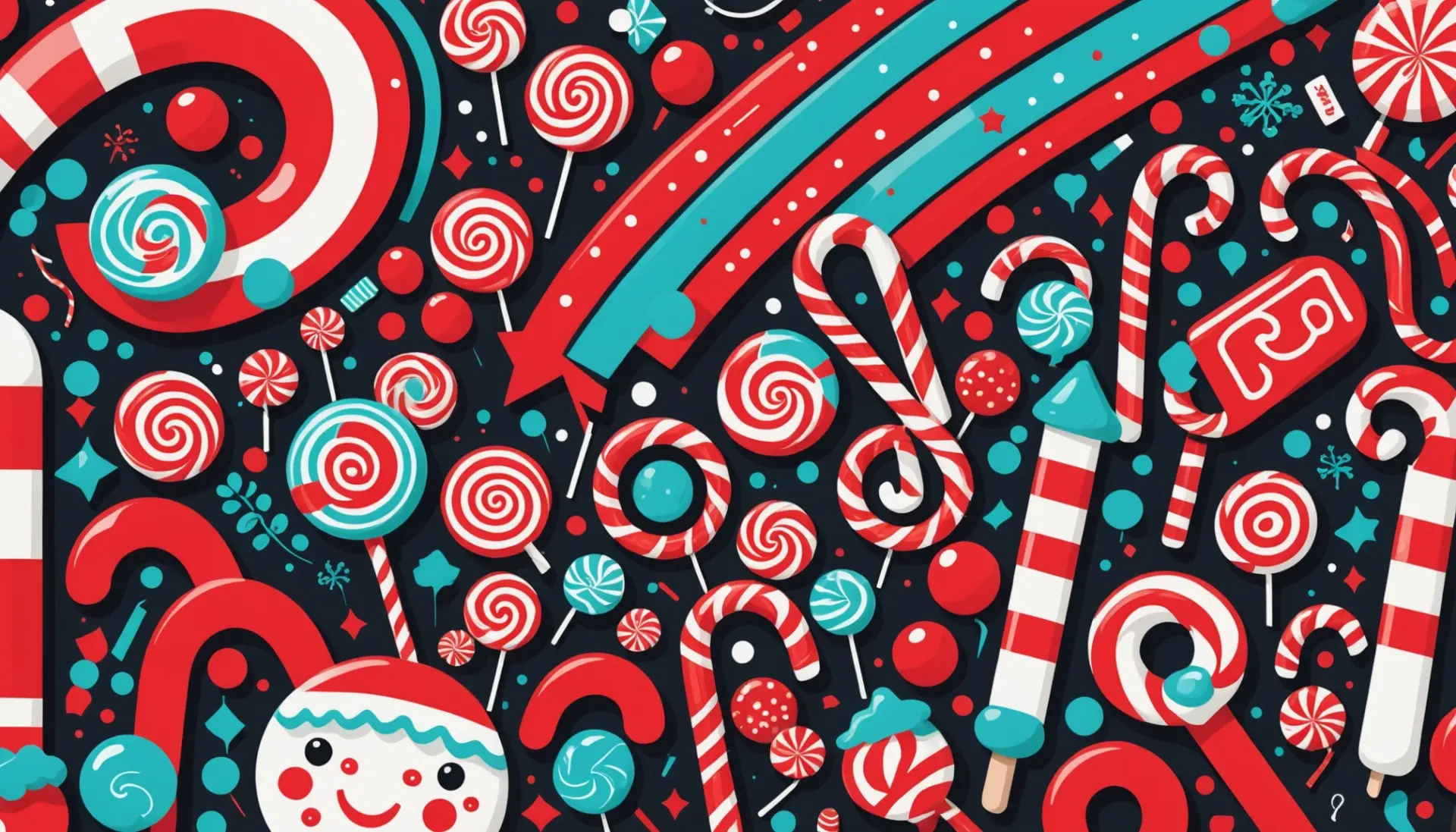 Editorial illustration of the phrase urban dictionary russian candy cane with playful red-and-white stripes and internet-culture motifs