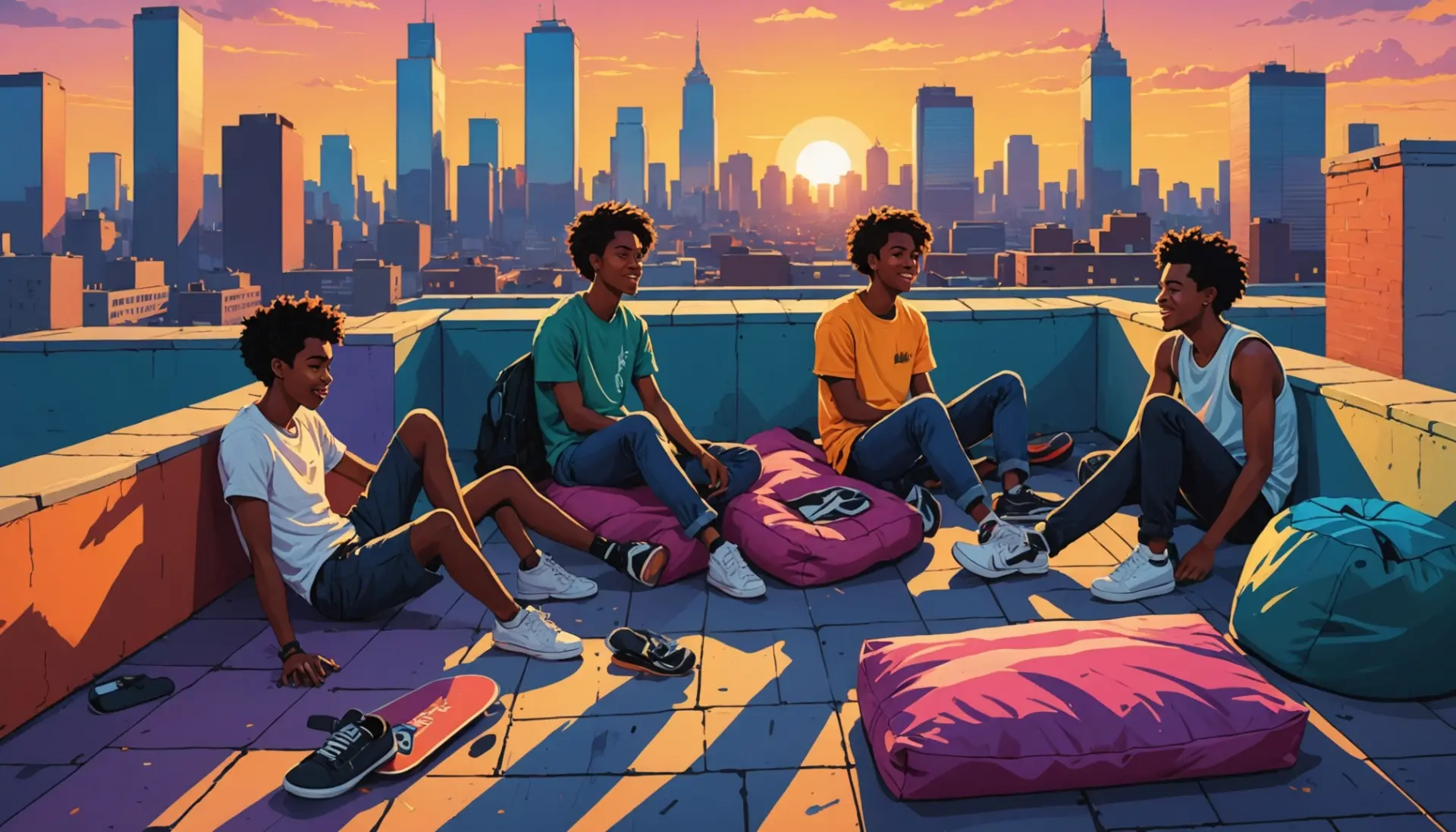 Editorial illustration showing people tired and collapsed with caption feeling, featuring the phrase wiped out in slang vibe