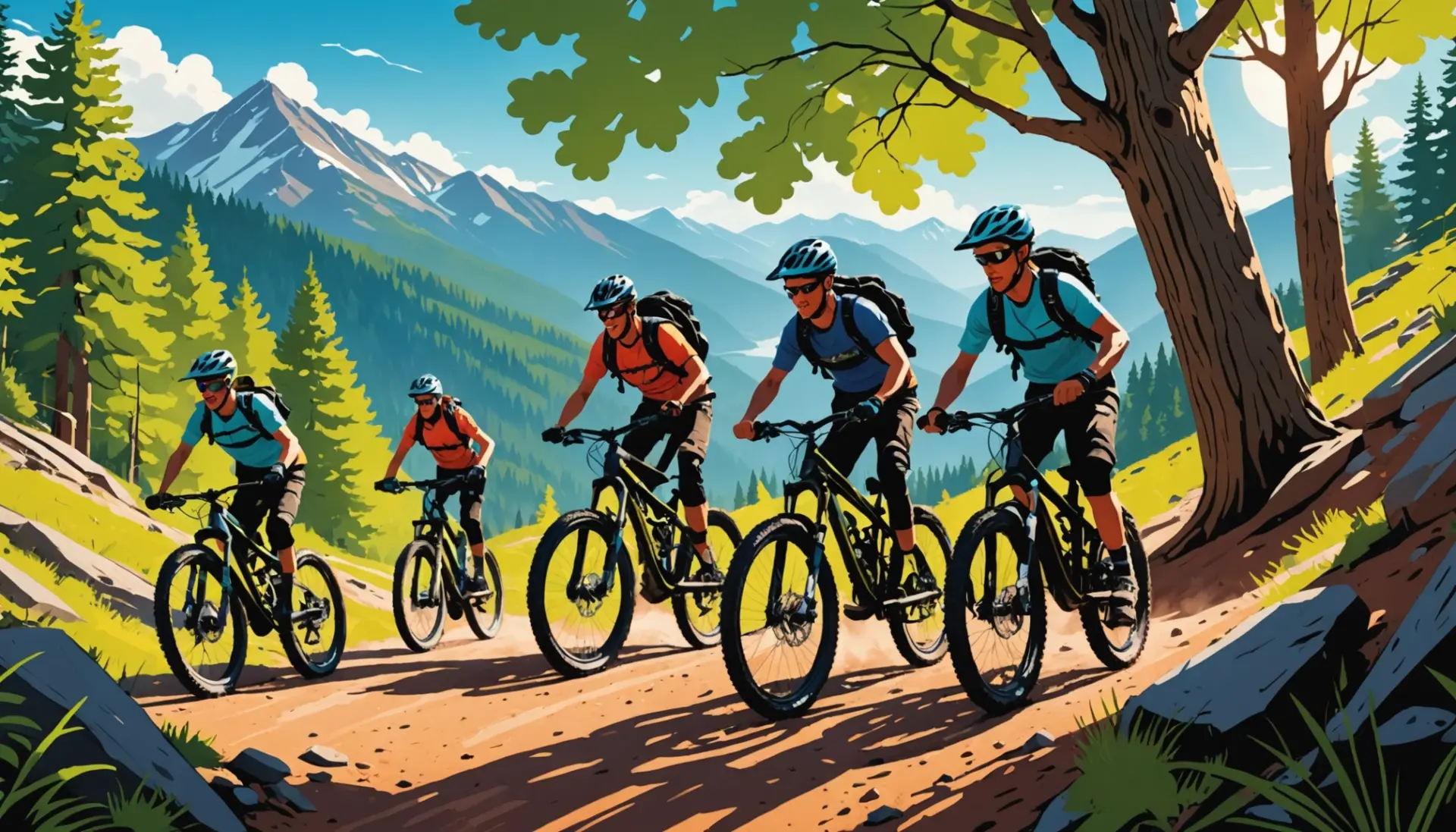 Editorial illustration showing riders with 'mtb slang meaning' vibe, highlighting mountain bike culture