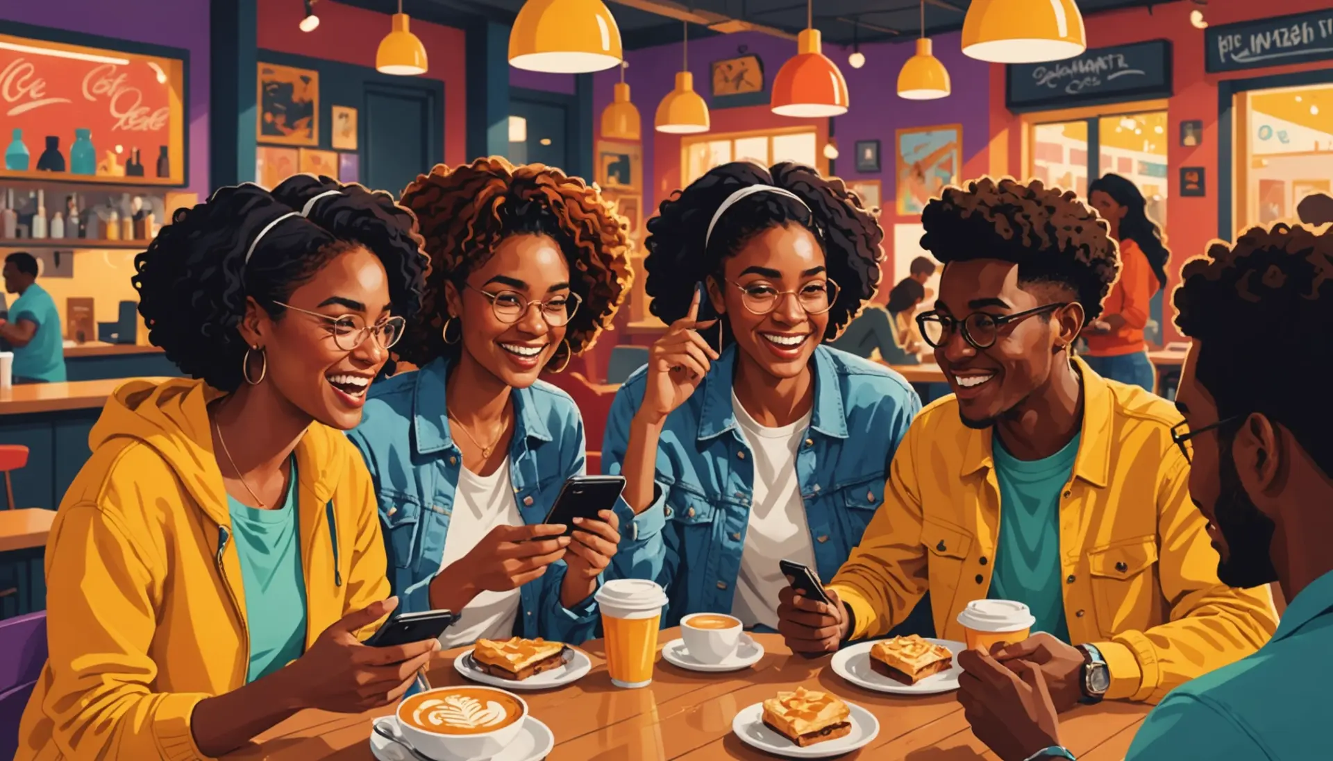 Editorial illustration showing people texting 'what is hbd in text' with speech bubbles and phones