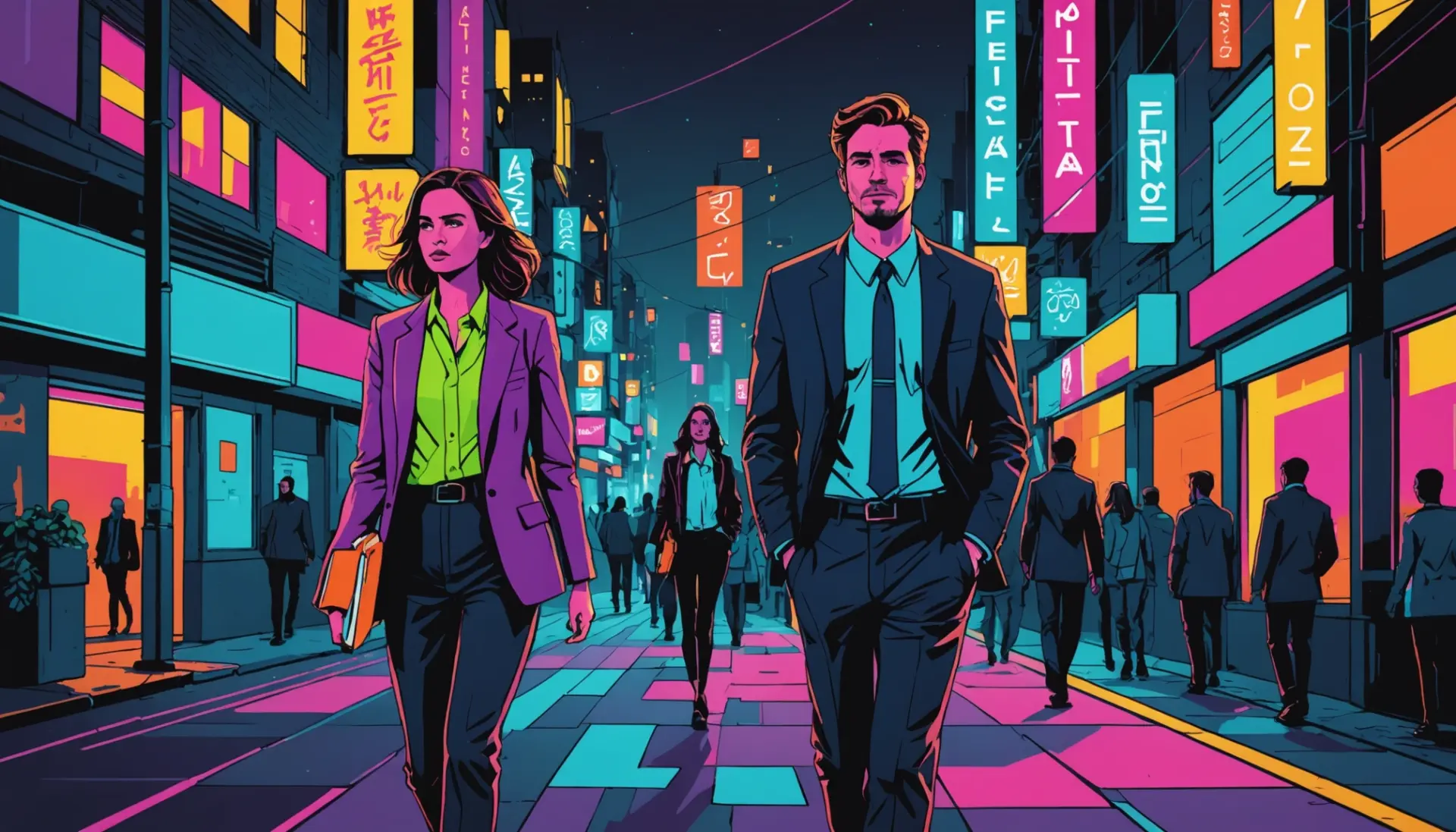 Editorial illustration showing two mismatched partners with buddy cop energy, representing what does buddy cop mean