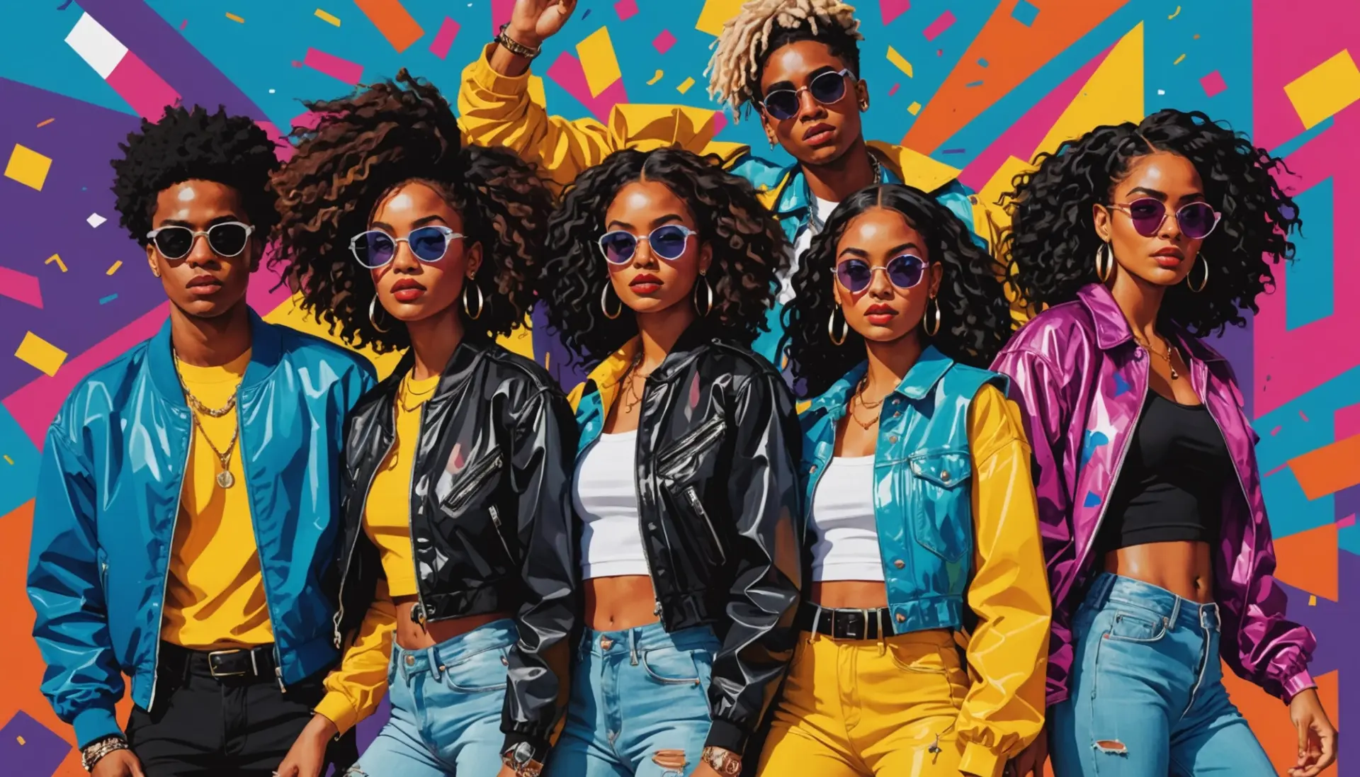 Editorial illustration showing a group of diverse young people embodying the rachet urban dictionary vibe