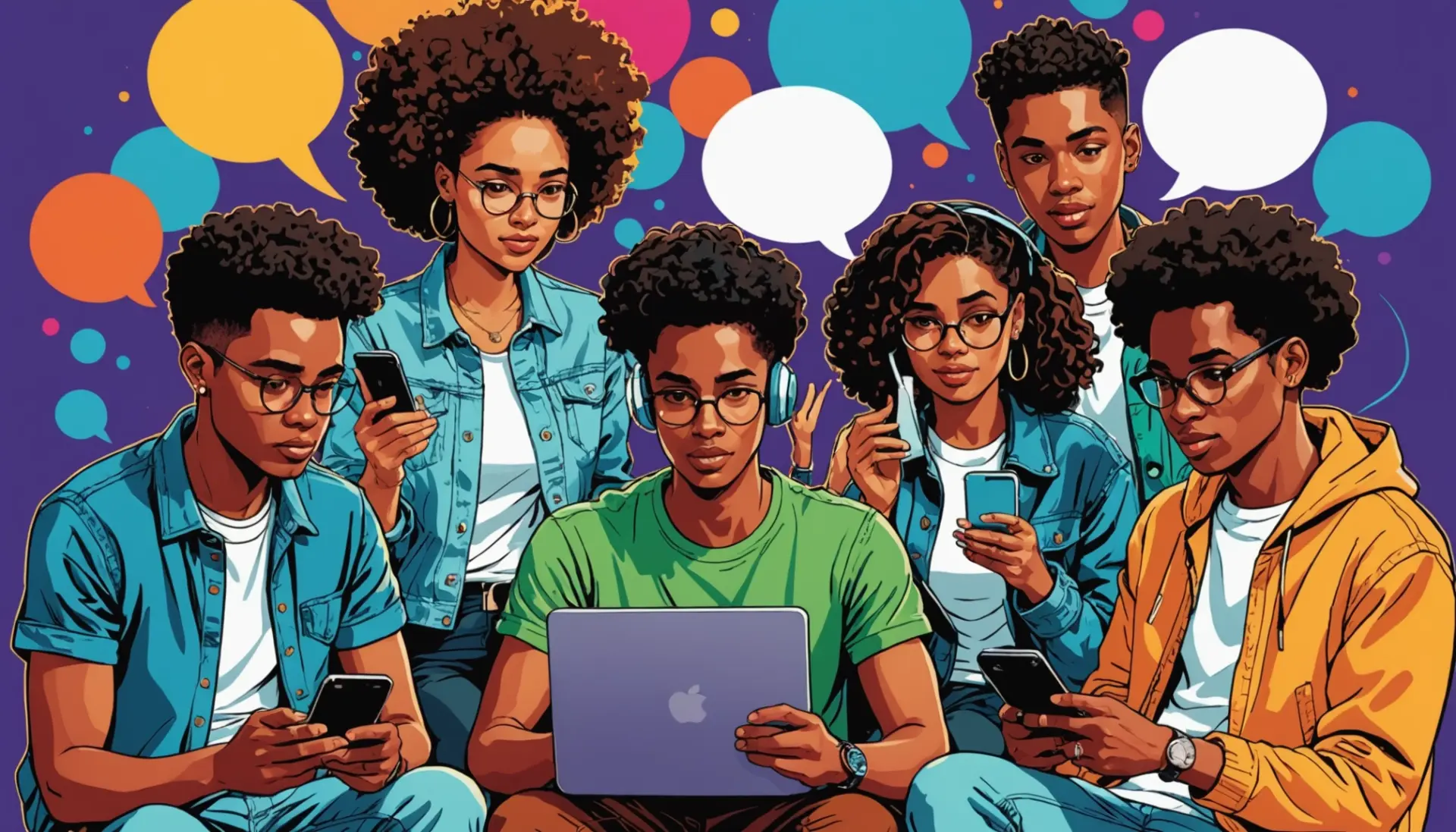 Editorial illustration showing teens texting with the phrase what is kms mean in text featured as a theme