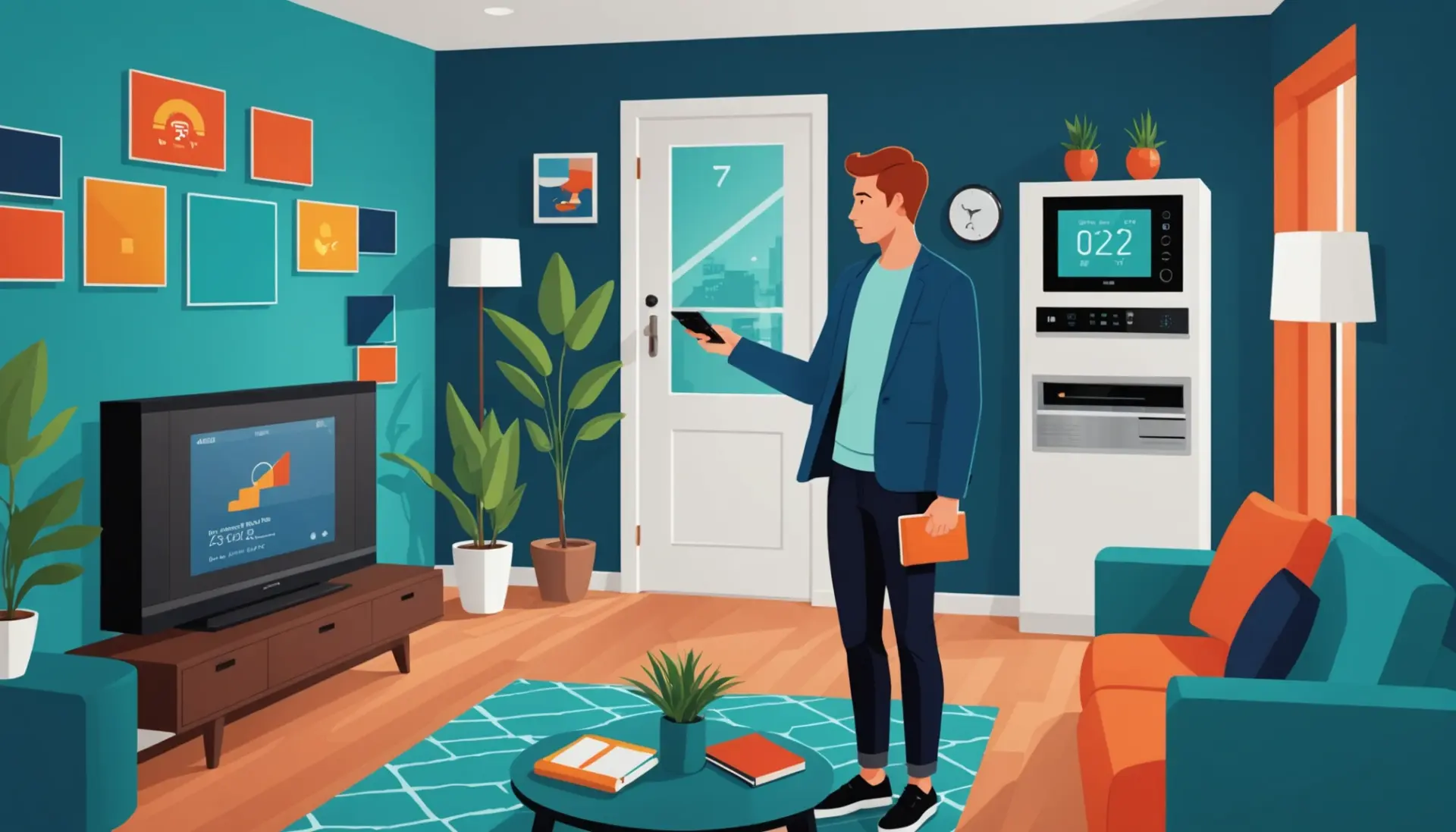Illustration of an ADT alarm panel showing 'reporter failure' with a homeowner checking notifications, what does reporter failure mean on adt