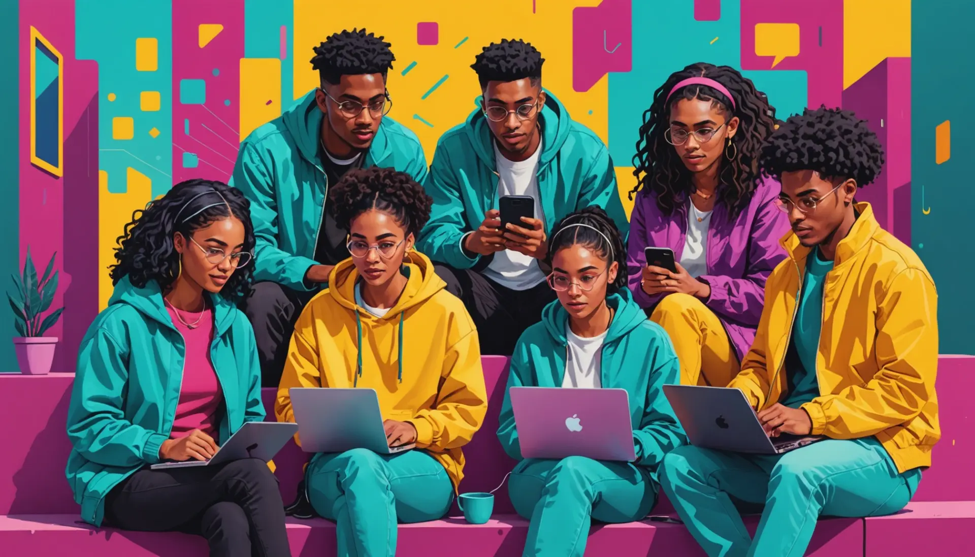 Editorial illustration showing diverse people and an online search for ssbbw urban dictionary