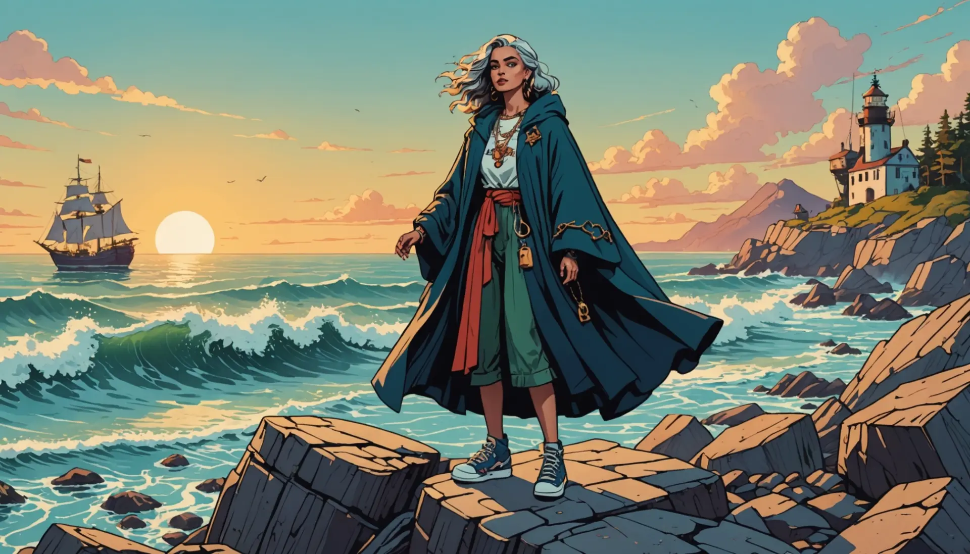 Editorial illustration showing a sea hag character, related to sea hag urban dictionary