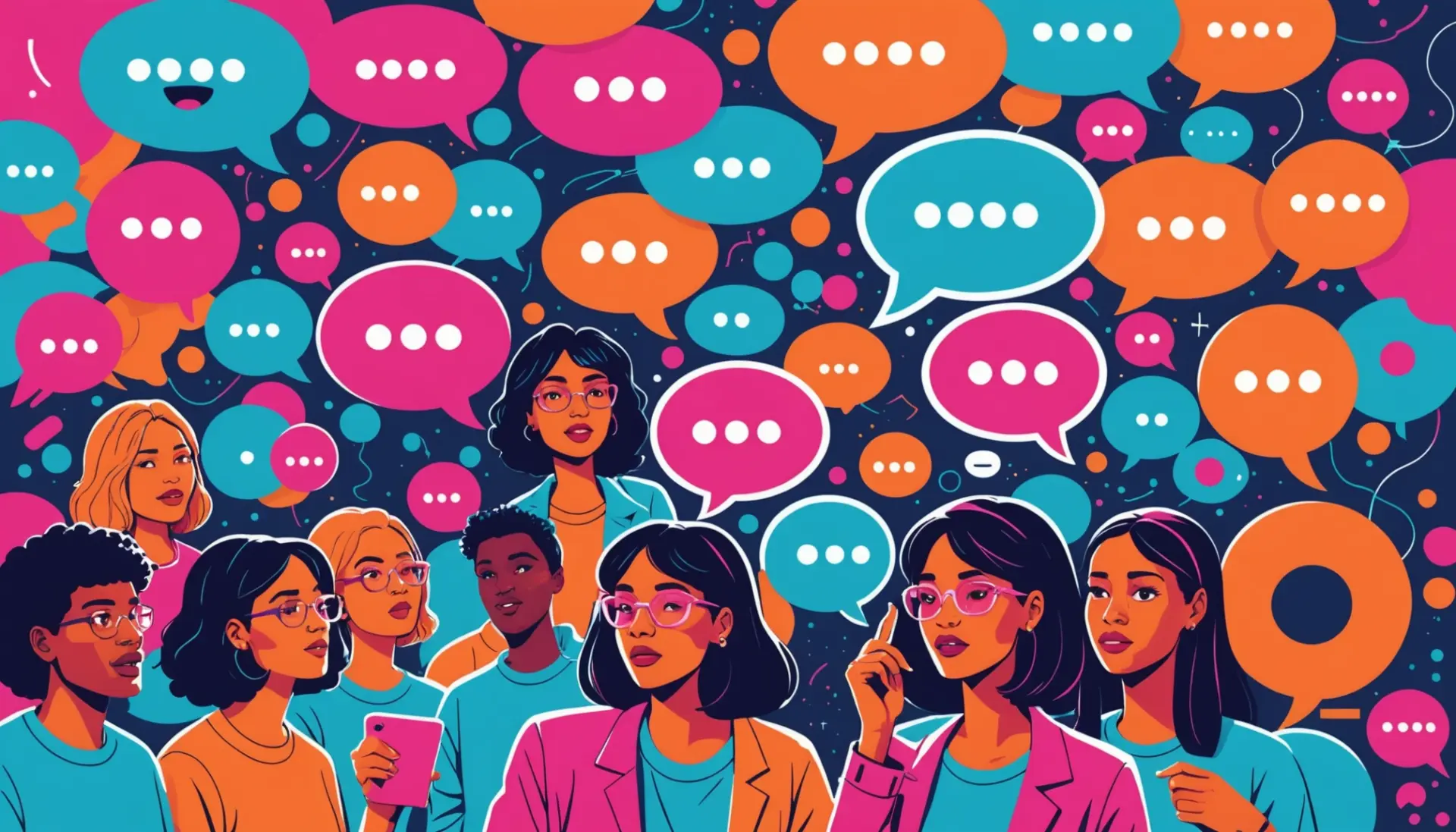 Editorial illustration showing online chat bubbles and a playful meme scene related to fap meaning urban dictionary