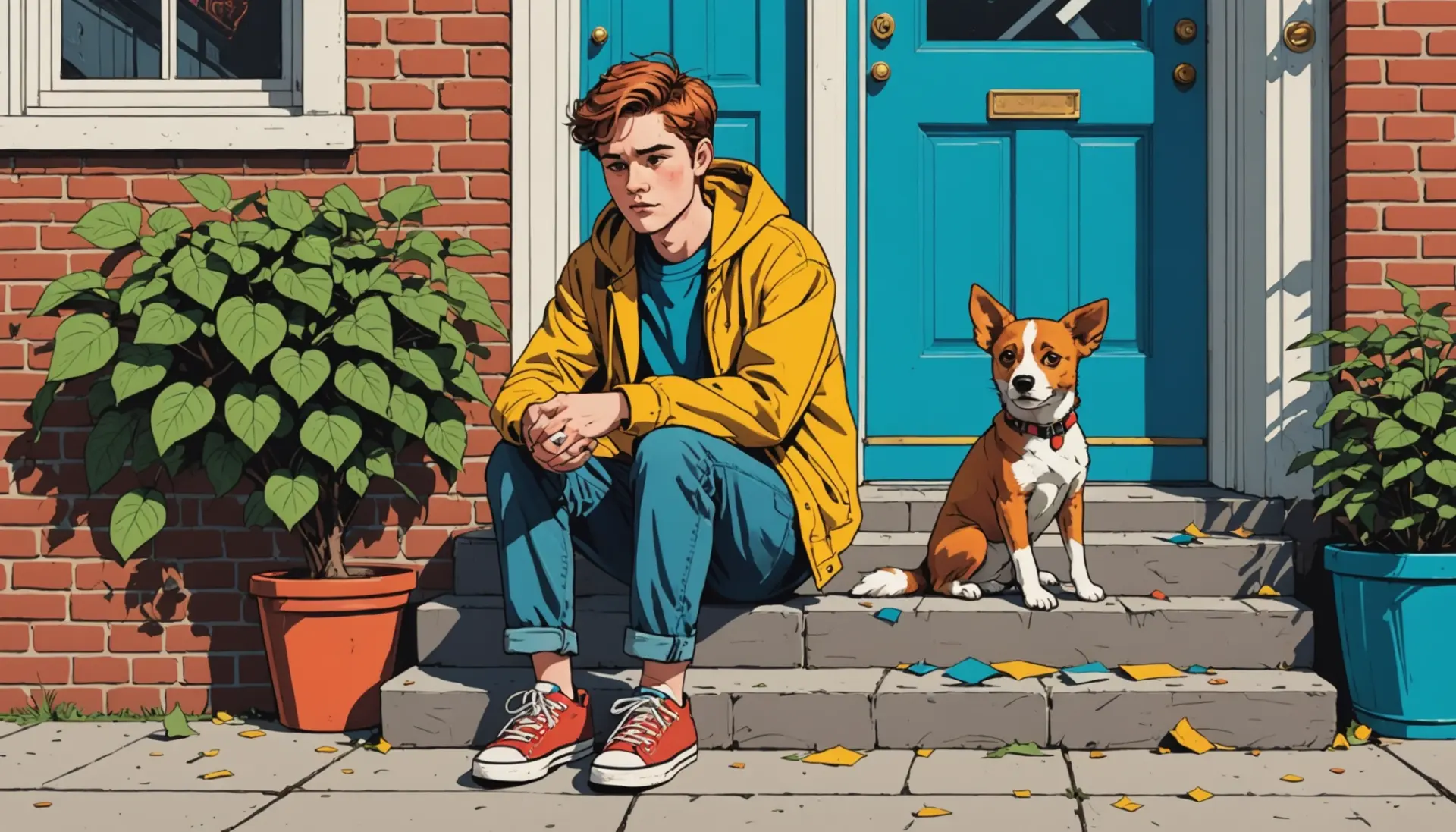 Editorial illustration showing a moody, comic-style figure with Charlie Brown slang energy