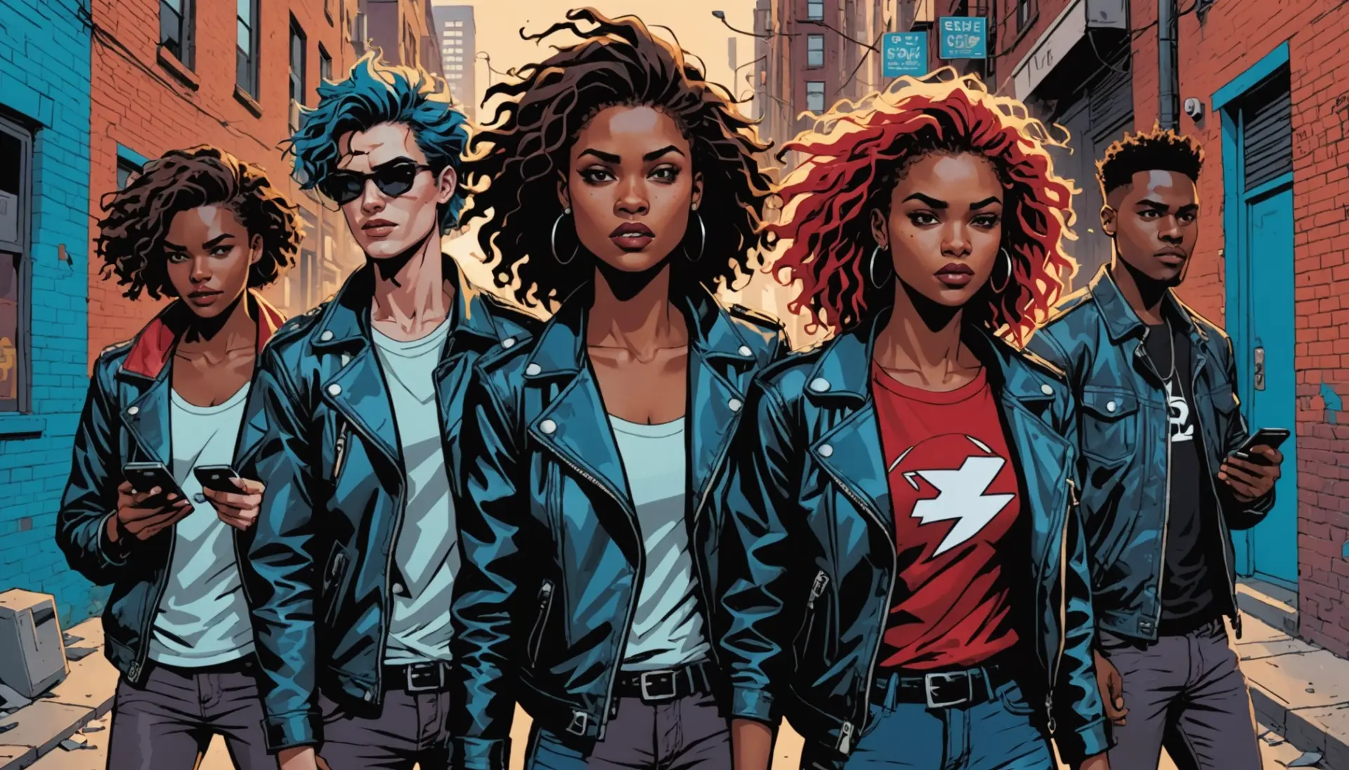 Editorial illustration of people embodying wolverine slang energy, showing messy and confident vibes with urban style