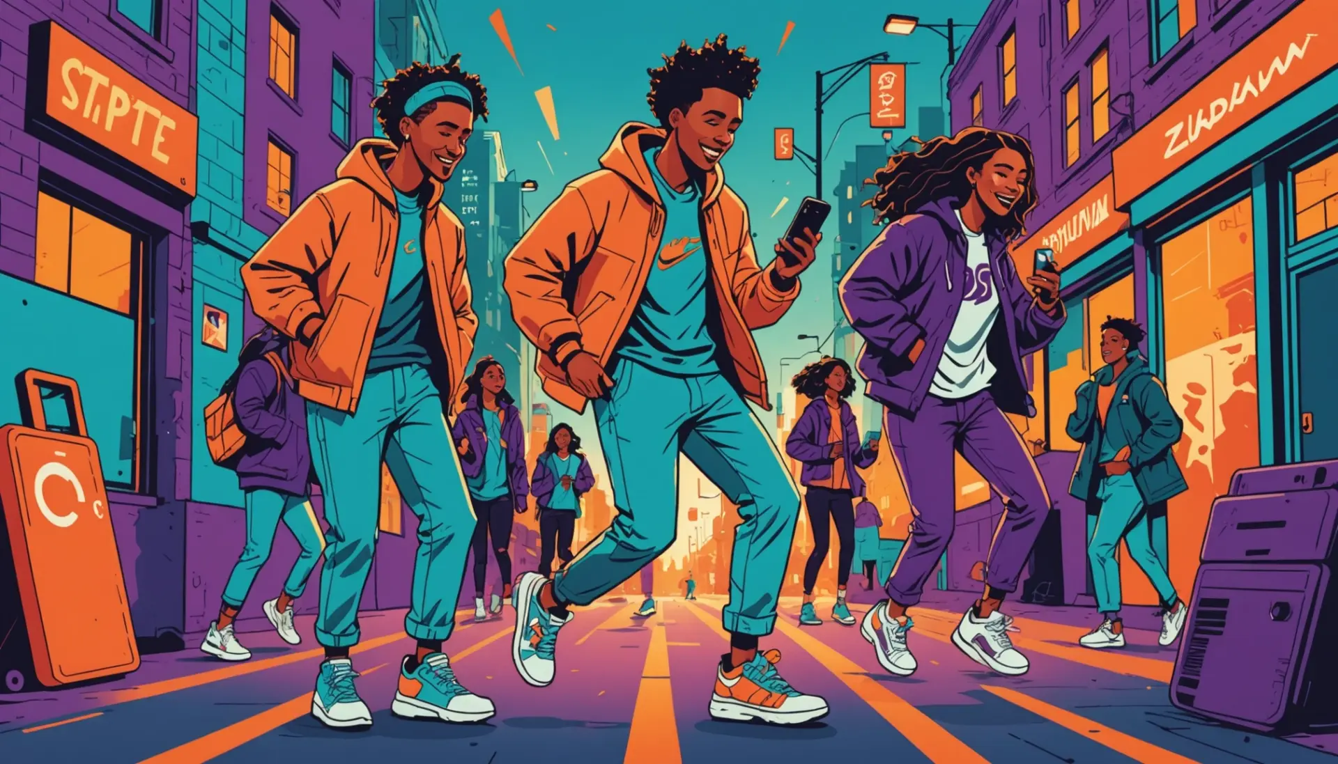 Editorial illustration showing a person hopping with a shoe emitting playful sparks, representing hotfoot meaning slang