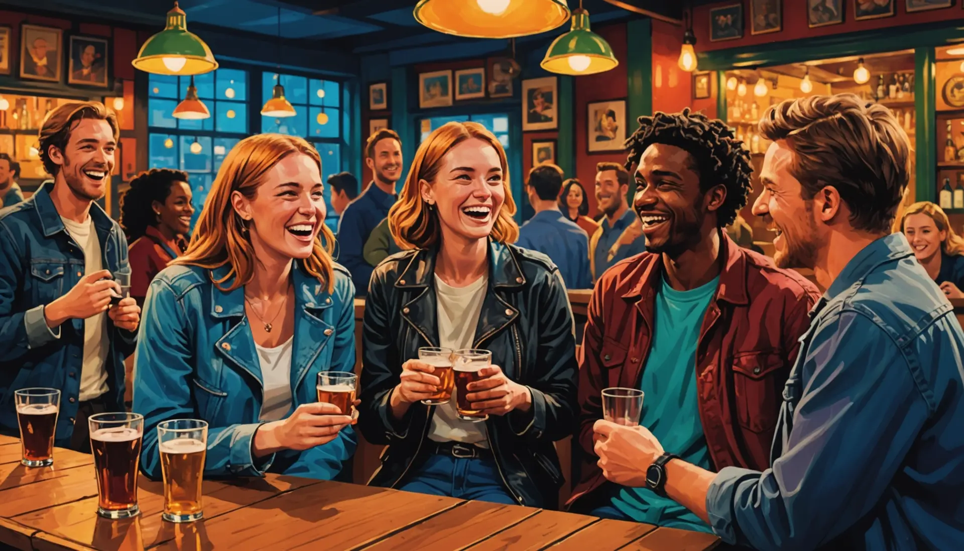 Editorial illustration showing people in conversation about bellend in british slang