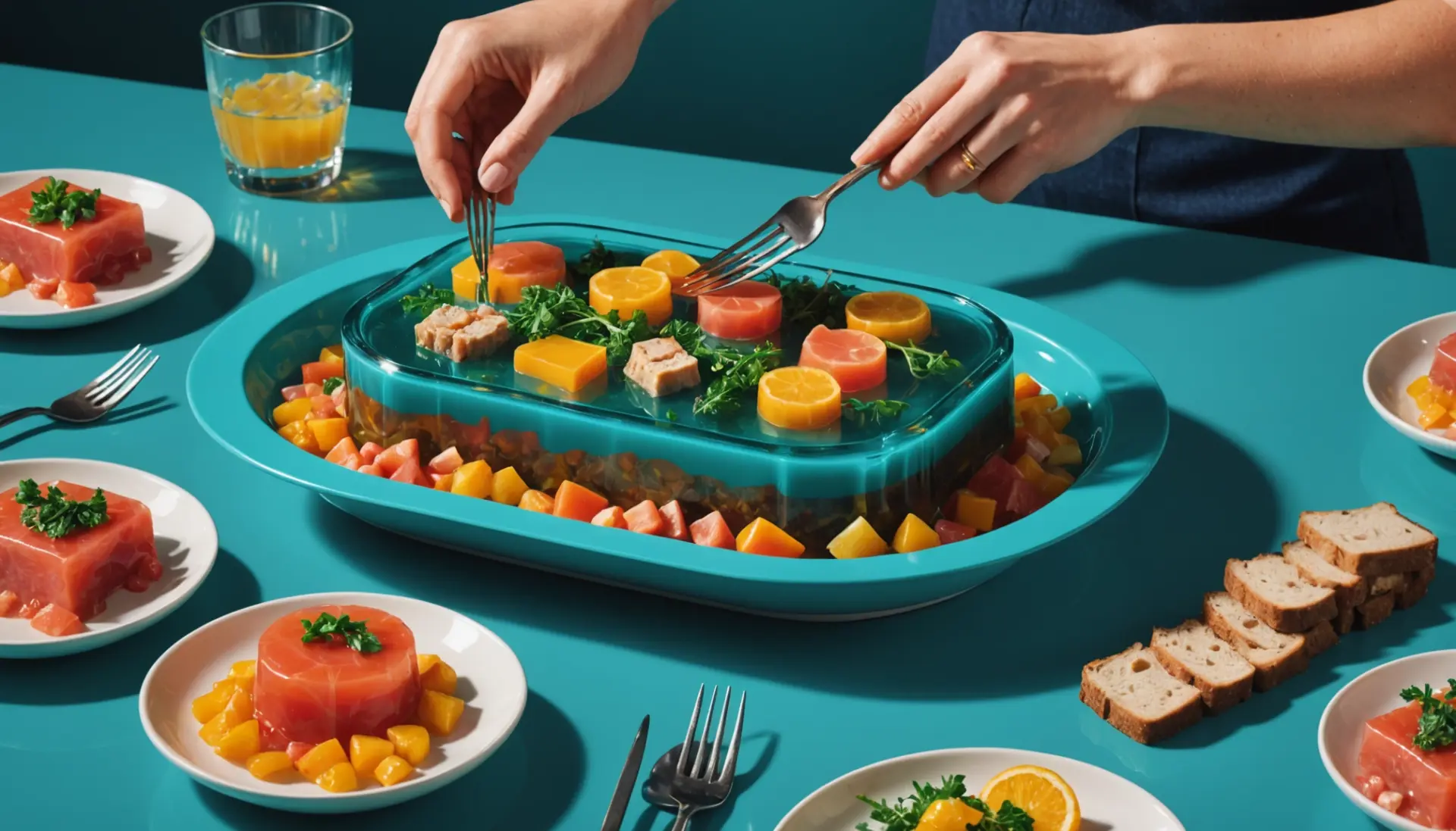 what does aspic mean illustrated as a glossy savory jelly on a vintage platter