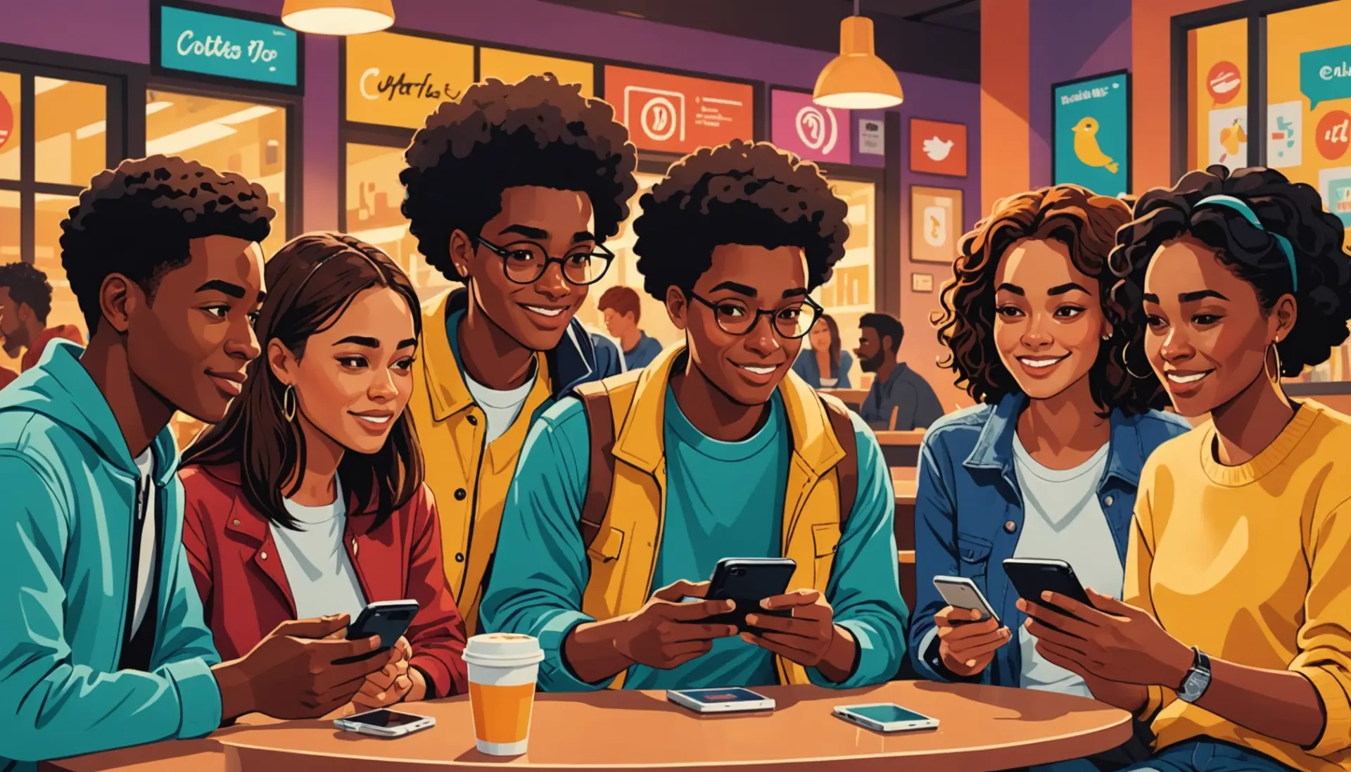 Editorial illustration showing people texting the phrase whats a bird slang on their phones