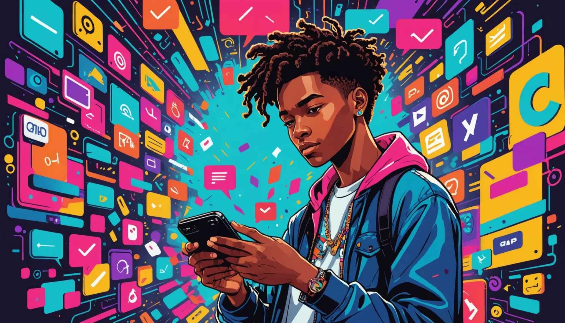 Illustration showing a smartphone search for urban dictionary august 17 with slang entries visible