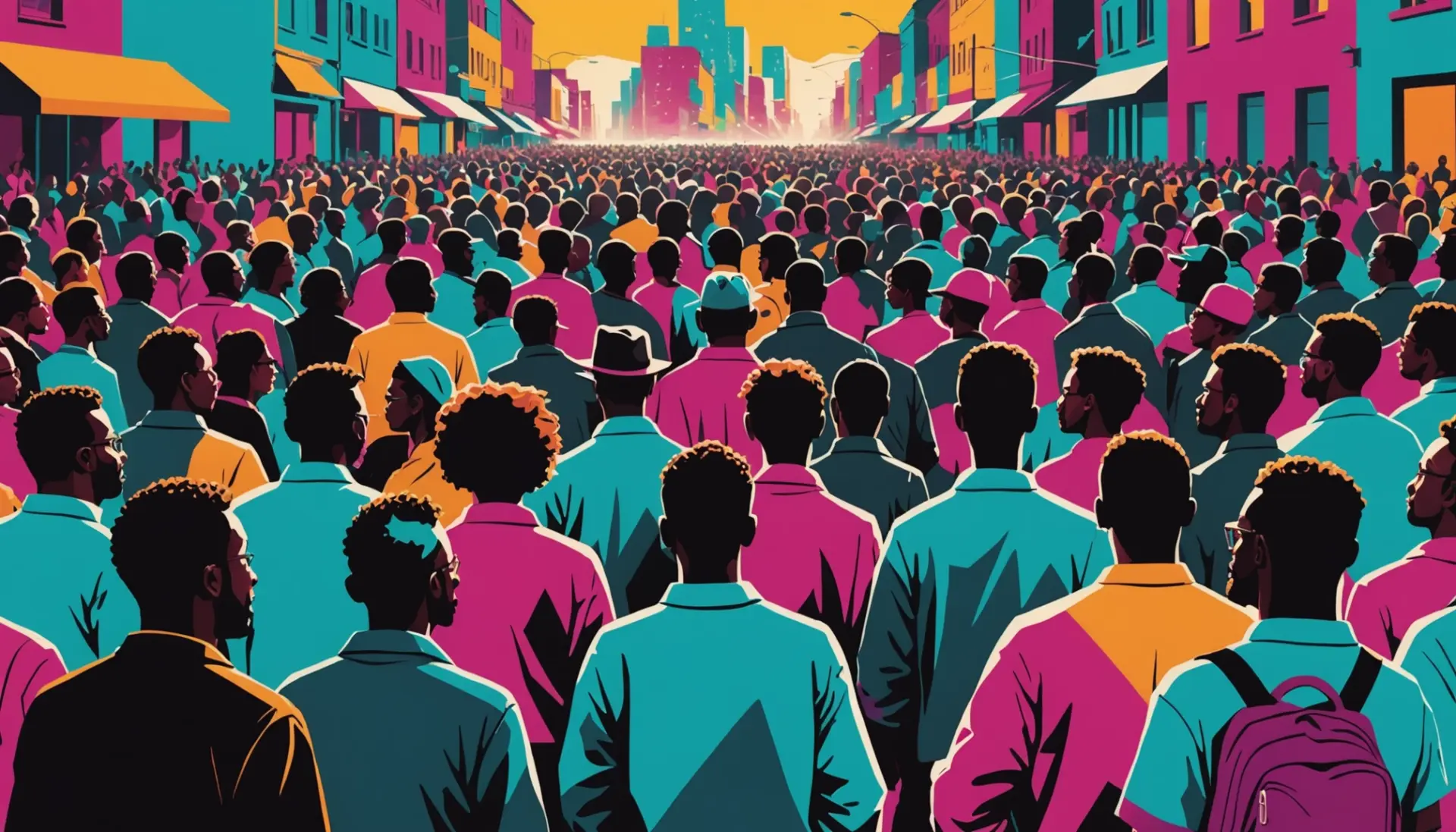 Editorial illustration showing people moving like a herd, representing the cattle meaning slang