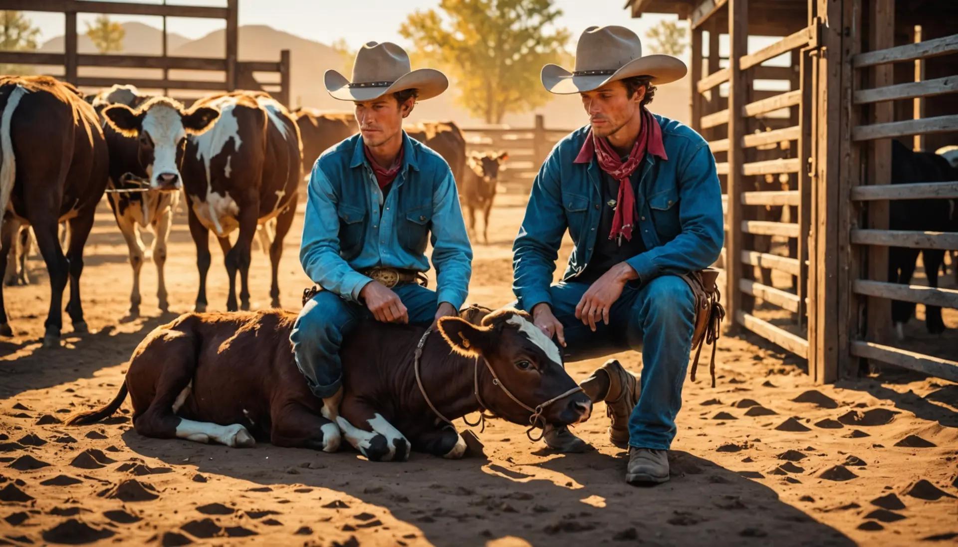 Editorial scene showing 'dogie slang' meaning: cowboy finding a small orphan calf