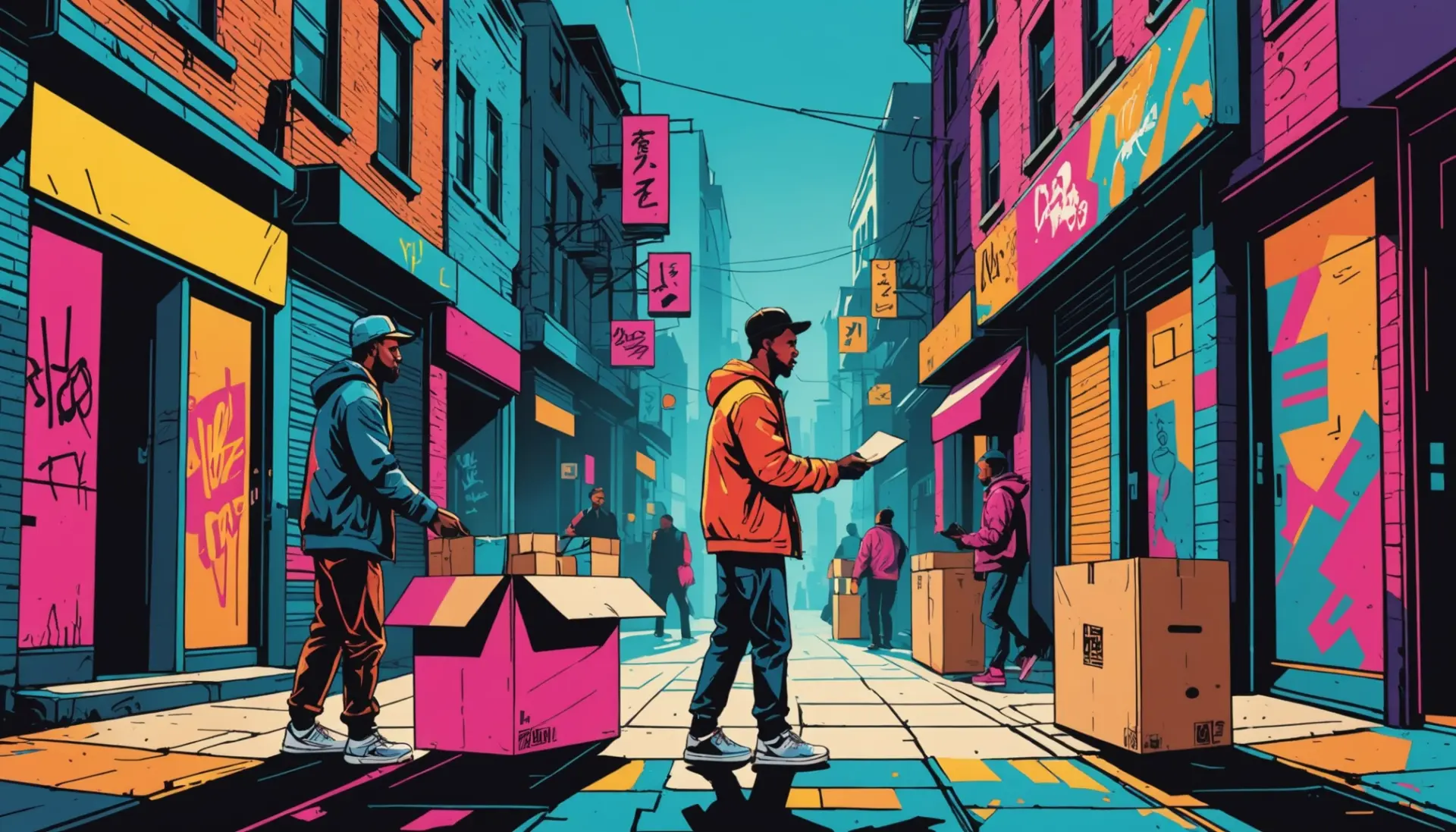 Illustration showing the phrase what does bilk mean in a scene of a street vendor swindling a customer, representing bilk meaning