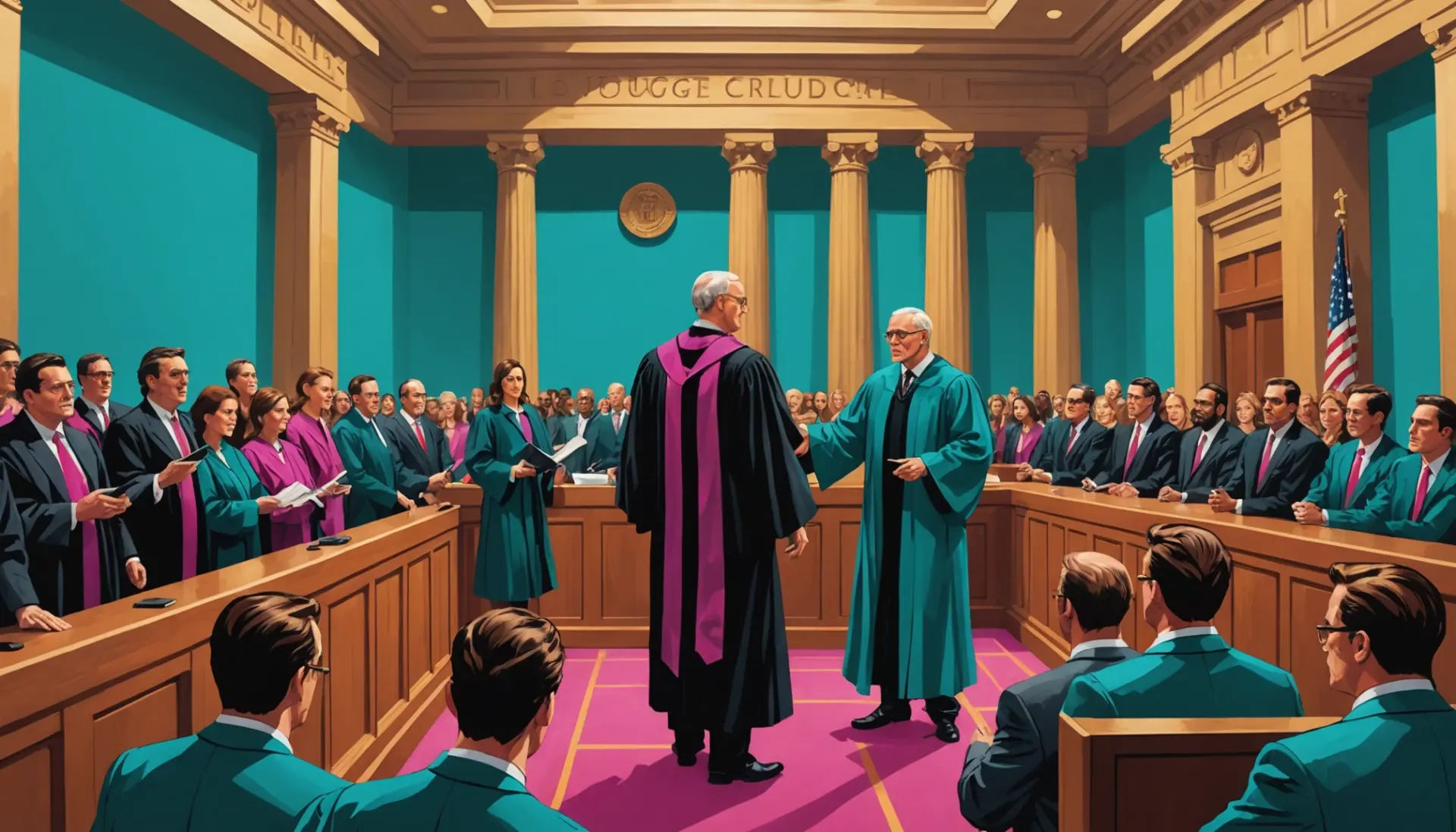 Editorial illustration showing the concept of recused with the phrase what does recused mean in visual context