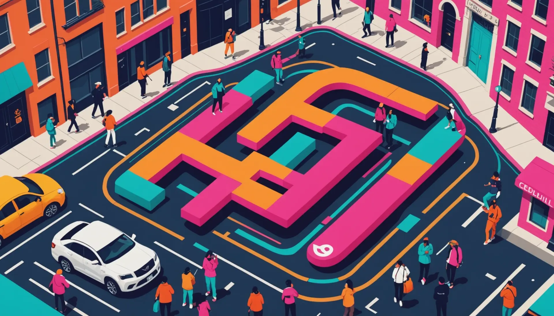 Editorial illustration of a stylized cedilla, cedilla meaning slang